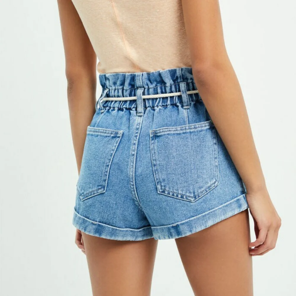 PacSun Lauren Blue Paperbag Denim Mom Shorts - Picture 7 of 9